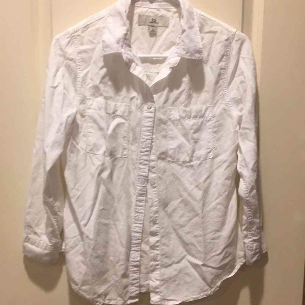 Thread & Supply women classic Button Down long sleeve shirt tencel size XS white